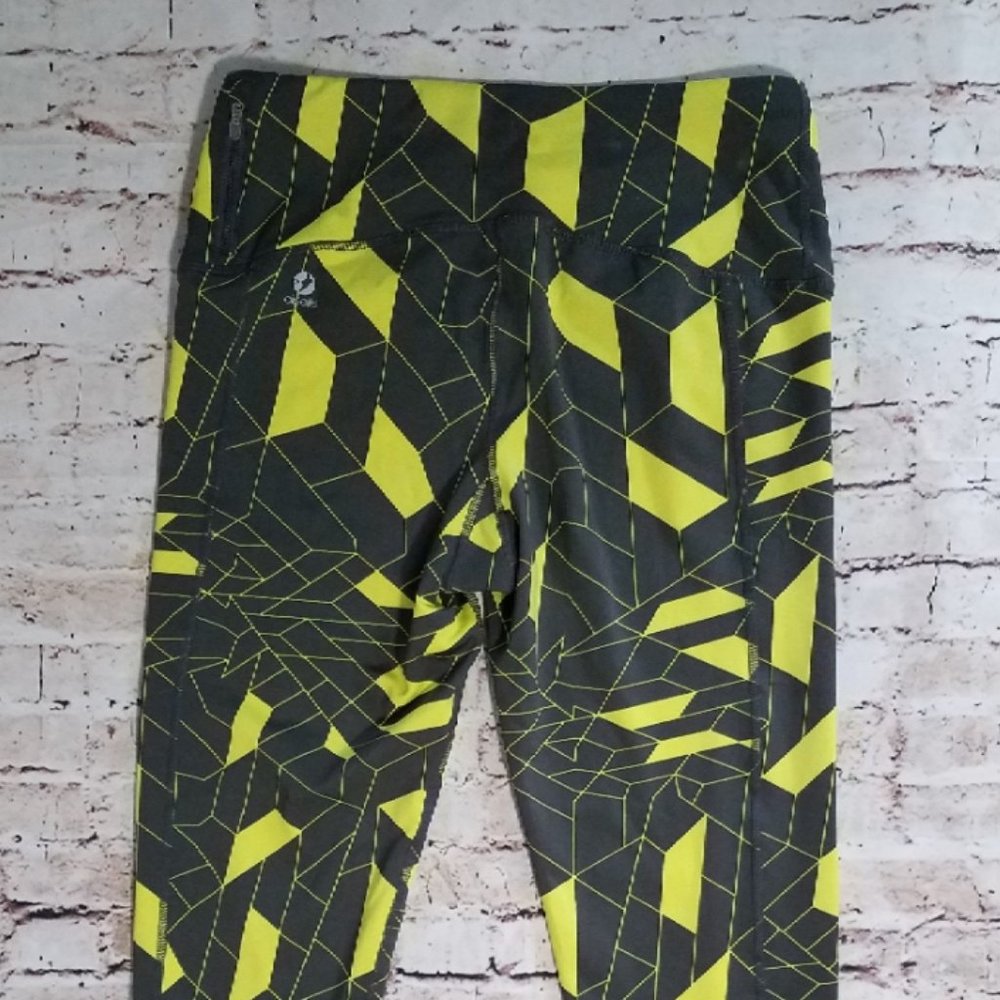 Oiselle Tights, Gray and Yellow, Size 8